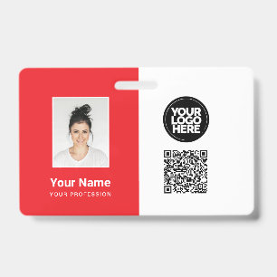 Badge Photo de l'employé, Logo, Profession, Code QR, Nom