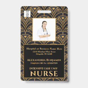 Badge Photo de l'employé Nom Logo Code à barres Hôpital