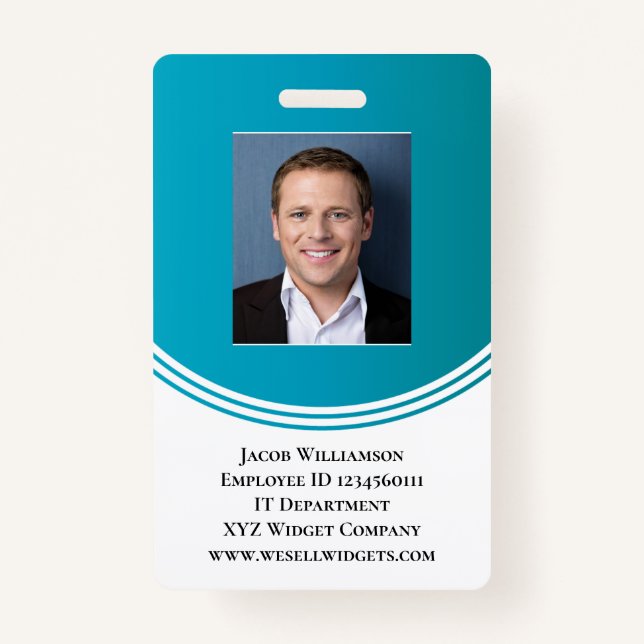 Badge Photo de l'employé professionnel moderne Blue (Devant)