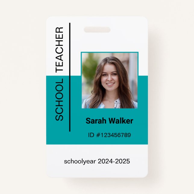 Badge Photo de l'enseignant ID de l'employé ou de l'étud (Devant)
