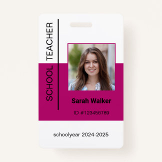 Badge Photo de l'enseignant ID de l'employé ou de l'étud