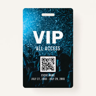 Badge Photo de l'événement Carte d'accès VIP All Code QR