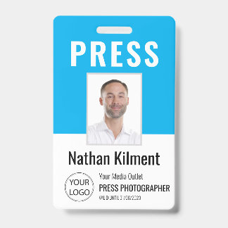 Badge Photo de passe de presse de journaliste Nom Logo I