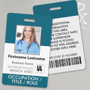 Badge Photo de personnel personnalisée, code-barres, + l