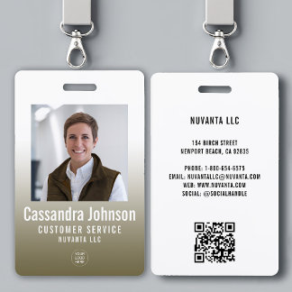 Badge Photo d'employé avec dégradé doré d'entreprise com