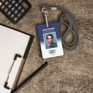 Badge Photo d'employé bleu foncé Logo de la société