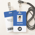 Photo d'employé bleu personnalisée, code-barres, l