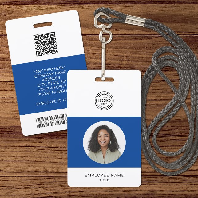 Badge Photo d'employé, logo, code-barres, nom ID (Créateur téléchargé)