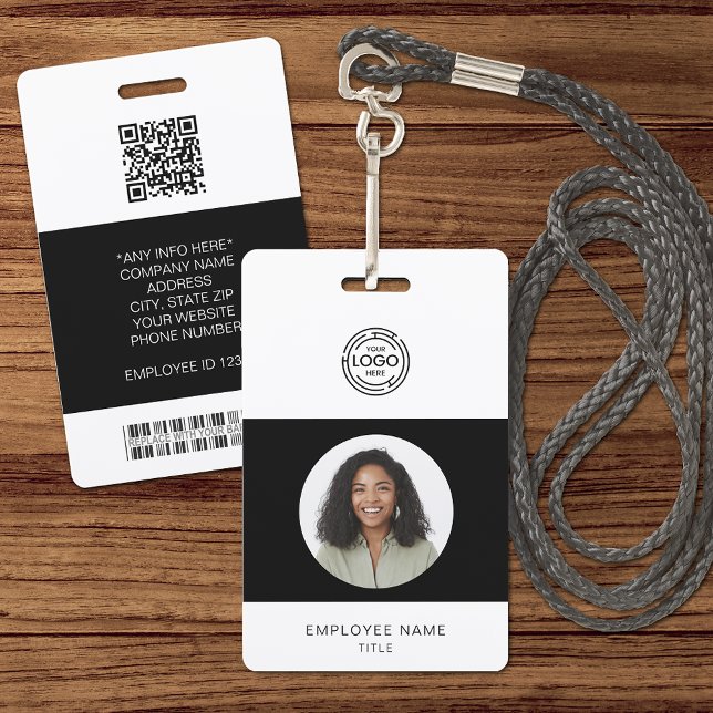 Badge Photo d'employé, logo, code-barres, nom ID (Créateur téléchargé)
