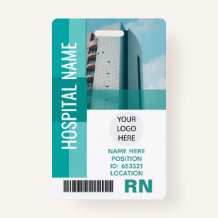Badge Photo d'employé moderne, Code barre, Logo, ID nom