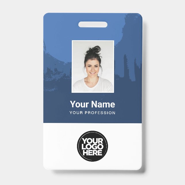 Badge Photo d'employé peint sur mesure, Code Qr, Logo, N (Face)