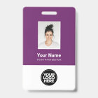 Photo d'employé personnalisé, code-barres, logo, b