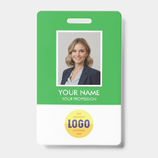 Badge Photo d'employé personnalisé, code-barres, logo, b