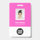 Photo d'employé personnalisé, code-barres, logo, n