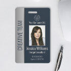 Photo d'employé personnalisé, code-barres, logo, n