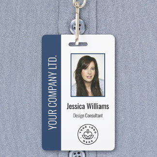 Badge Photo d'employé personnalisé, code-barres, logo, n