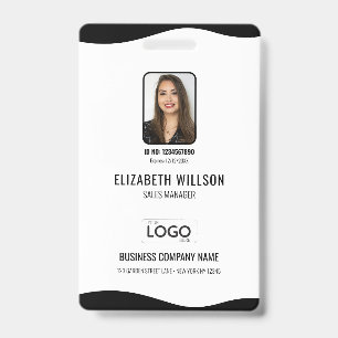Badge Photo d'employé personnalisé, code-barres, logo, n