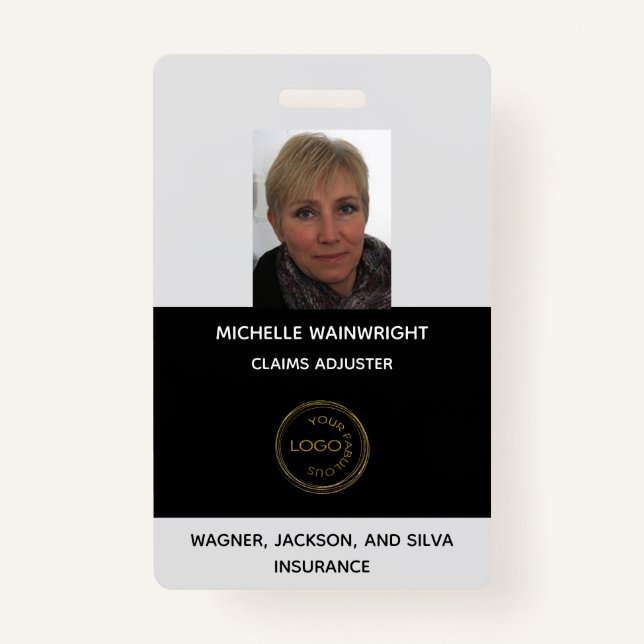 Badge Photo d'employé personnalisée Ajouter votre logo d (Devant)