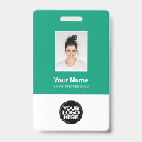 Photo d'employé personnalisée, code-barres, logo, 