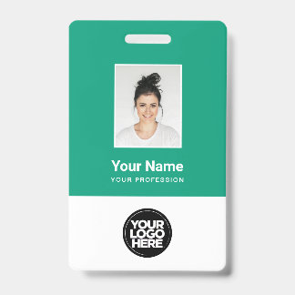 Badge Photo d'employé personnalisée, code-barres, logo,