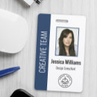 Photo d'employé personnalisée, code-barres, logo, 