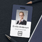 Photo d'employé personnalisée, code-barres, logo,