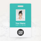 Photo d'employé personnalisée, code-barres, logo,
