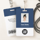 Photo d'employé personnalisée, code-barres, logo,