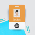 Photo d'employé personnalisée, code-barres, logo,