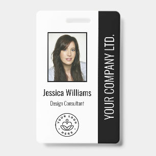 Badge Photo d'employé personnalisée, code-barres, logo,