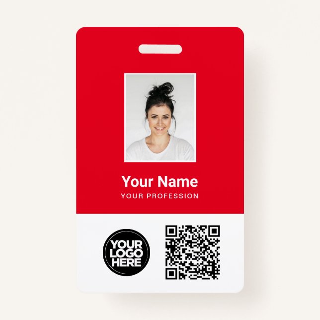 Badge Photo d'employé personnalisée, code Qr et barre, l (Devant)