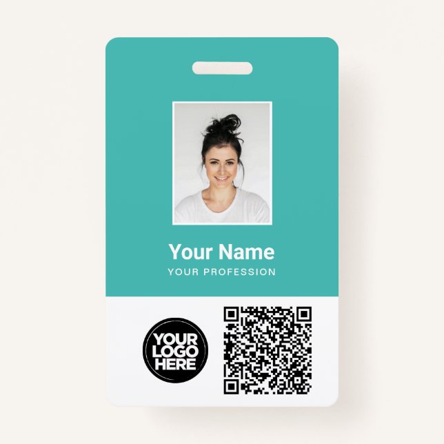 Badge Photo d'employé personnalisée, code Qr et barre, l (Devant)