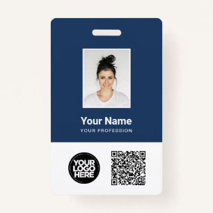 Badge Photo d'employé personnalisée, code Qr et barre, l
