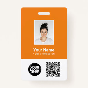 Badge Photo d'employé personnalisée, code Qr et barre, l