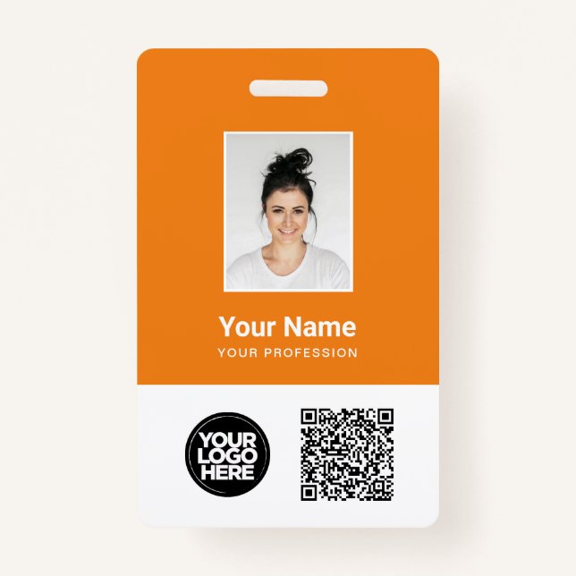 Badge Photo d'employé personnalisée, code Qr et barre, l (Devant)