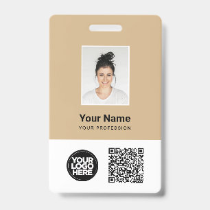 Badge Photo d'employé personnalisée, code QR et code-bar