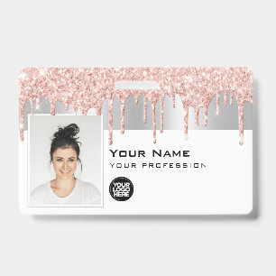 Badge Photo d'employé personnalisée Glam, code-barres, l