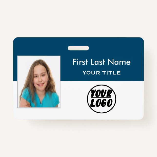 Badge Photo d'employé personnalisée | Logo, Nom du code  (Devant)