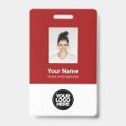 Photo d'employé personnalisée rouge foncé, code-ba