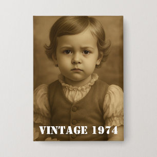 Badge Photo d'enfance personnalisée et année vintage per