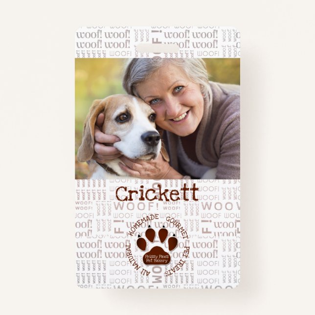 Badge Photo d'entreprise et nom avec Paw Brown (Devant)