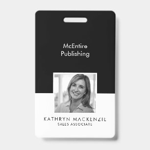 Badge Photo d'entreprise noir et blanc vertical