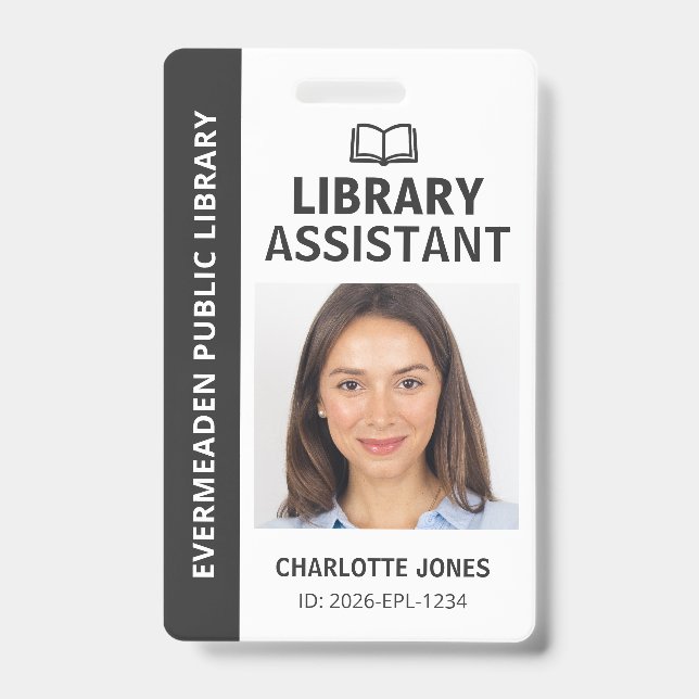 Badge Photo d'identification de l'assistant de bibliothè (Avant)