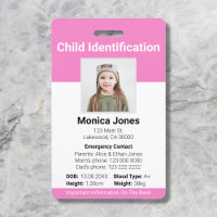 Photo d'identification d'enfant rose clair