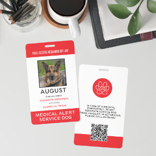 Badge Photo d'identification du chien de service d'alert