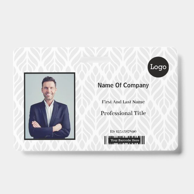 Badge Photo d'identification en gris et blanc (Avant)