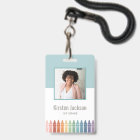 Badge photo d'identité avec nom de l'enseignant ar