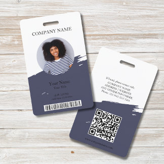 Badge Photo d'identité couleur modifiable, QR et code-ba