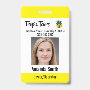 Badge Photo d'identité de guide touristique jaune