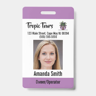 Badge Photo d'identité de guide touristique violet